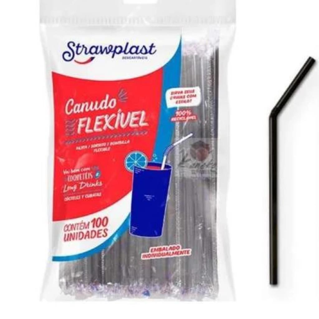 CANUDO FLEXIVEL SANFONADO 21 cm x6mm STRAWPLAST C/100 UND