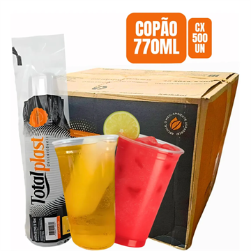 Caixa Copo 770ml Transparente Liso Pp  caixa  com 20 pacotes com 25 unidades