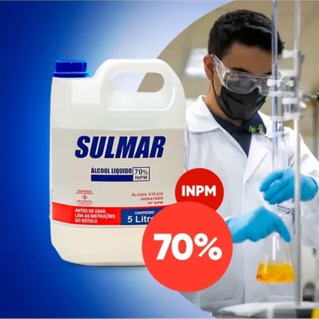 ALCOOL LIQUIDO SULMAR 70 INPM 5L