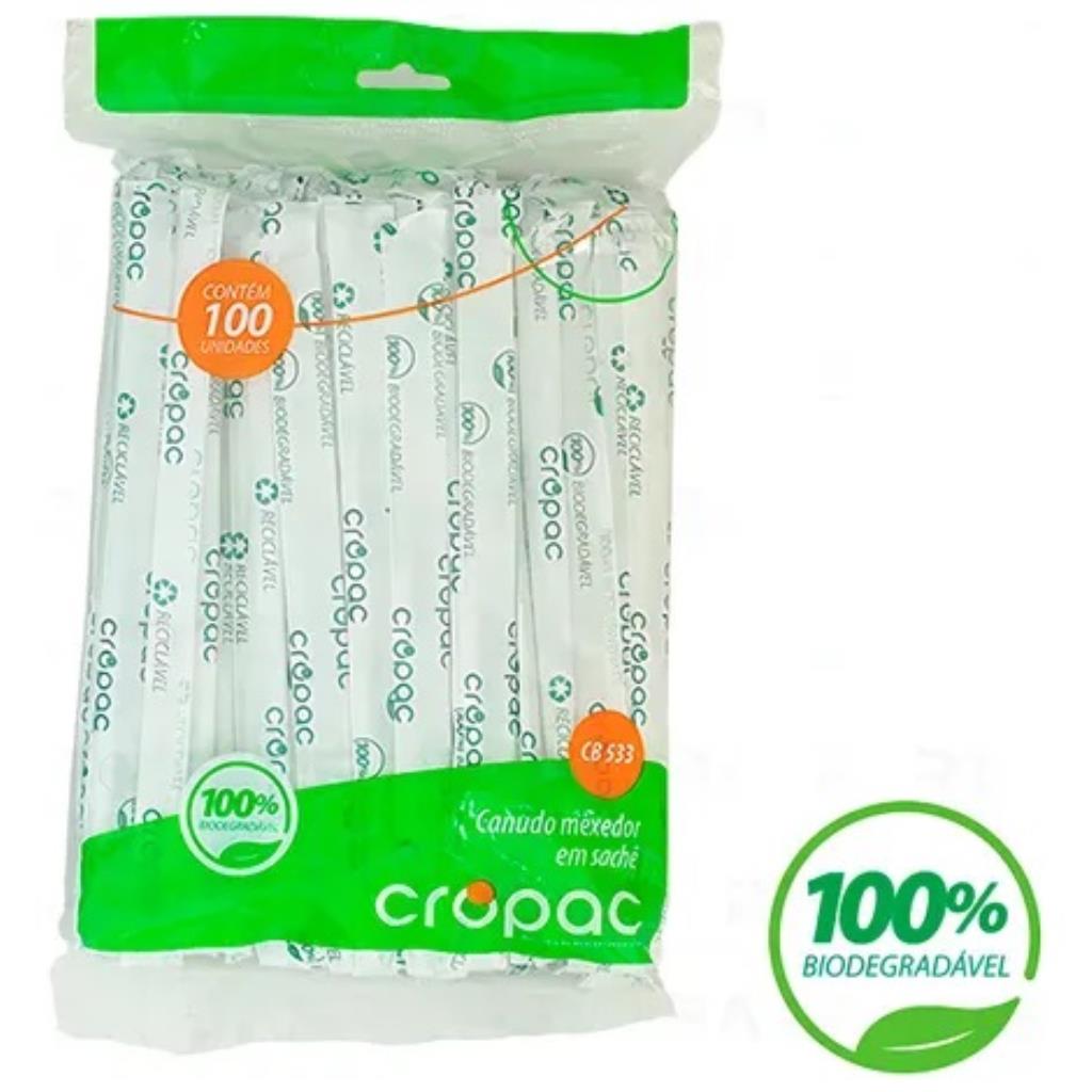 Canudo biodegradavel 8mm  CROPAC c/100  und