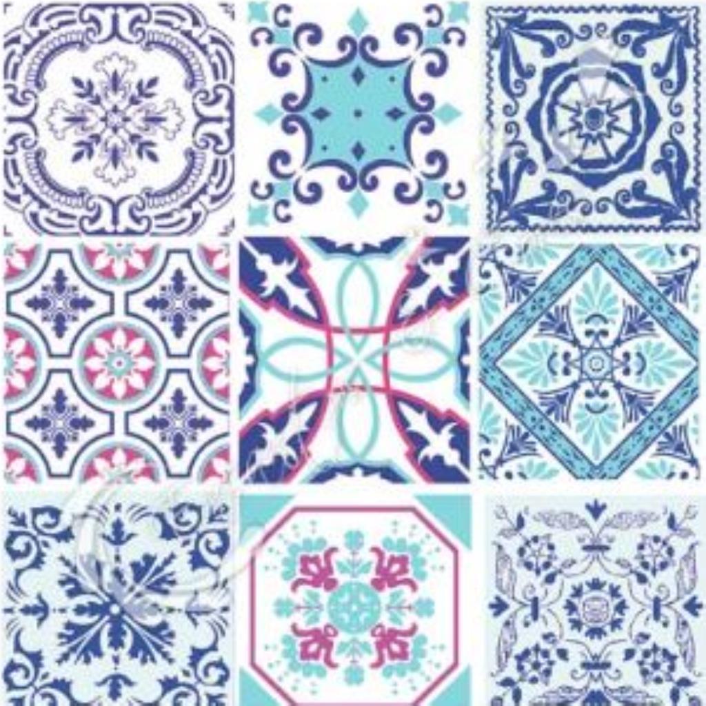 Guardanapo decoupage 33 x 33 "Azulejo Azul" com 2 peças