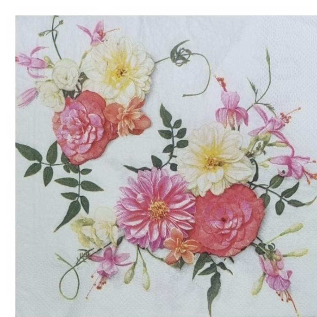 Guardanapo decoupage 33 x 33 Rosas  com 2 peças