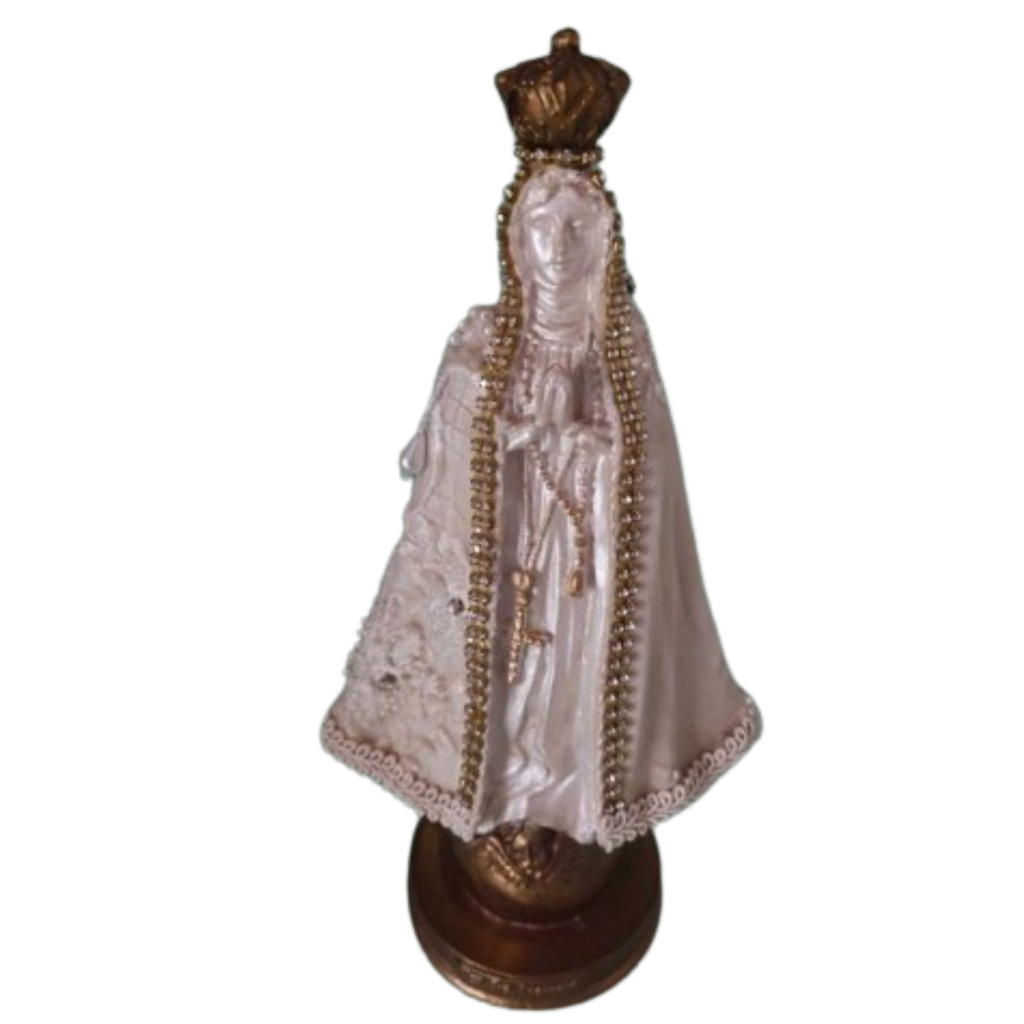 Nossa Senhora Aparecida manto bordado renda de resina