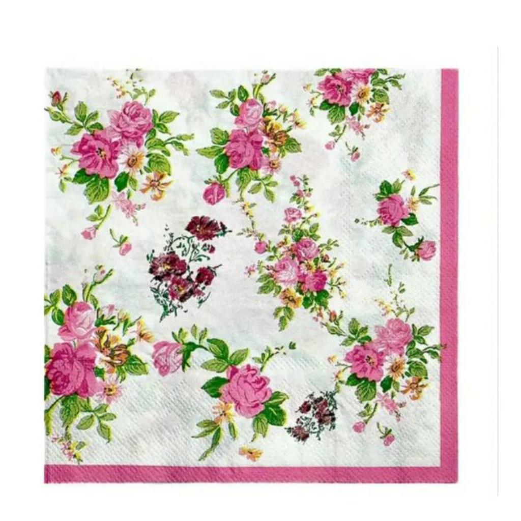 Guardanapo decoupage 33 x 33 Galhos Rosas  com 2 peças