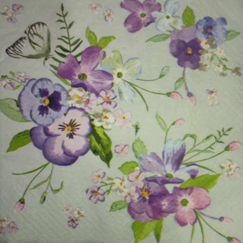 Guardanapo decoupage 33 x 33 " Amor perfeito " com 2 peças