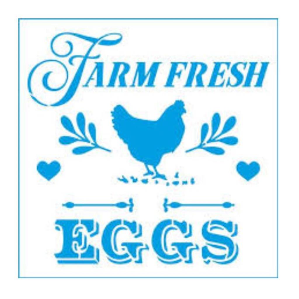 Stencil Art Quadrado - Farm Fresh  Eggs- 14x14
