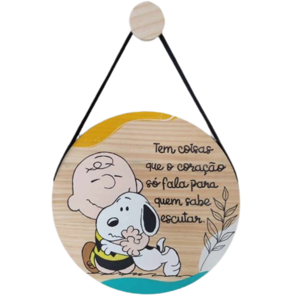 Placa desenho Snoopy na madeira  30cm