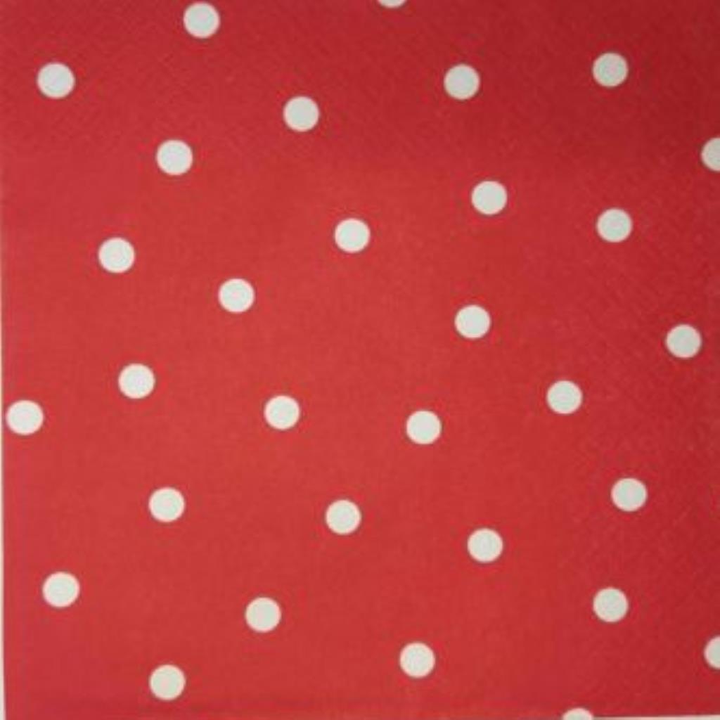 Guardanapo decoupage 33 x 33 " Fundo vermelho poá branco " com 2 peças