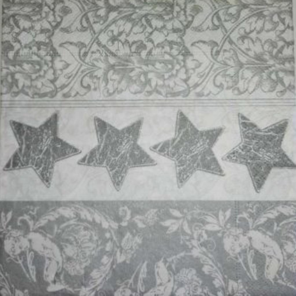 Guardanapo decoupage 33 x 33 " Estrela prateada " com 2 peças