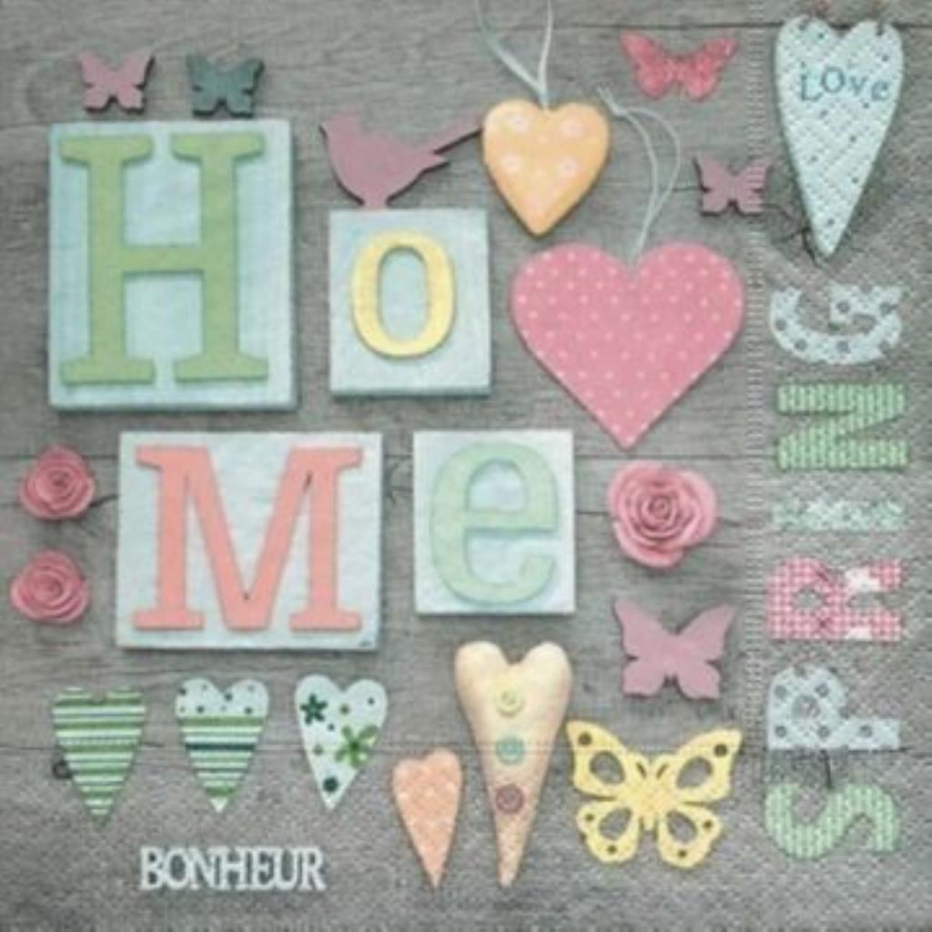 Guardanapo decoupage 33 x 33 " Home " com 2 peças
