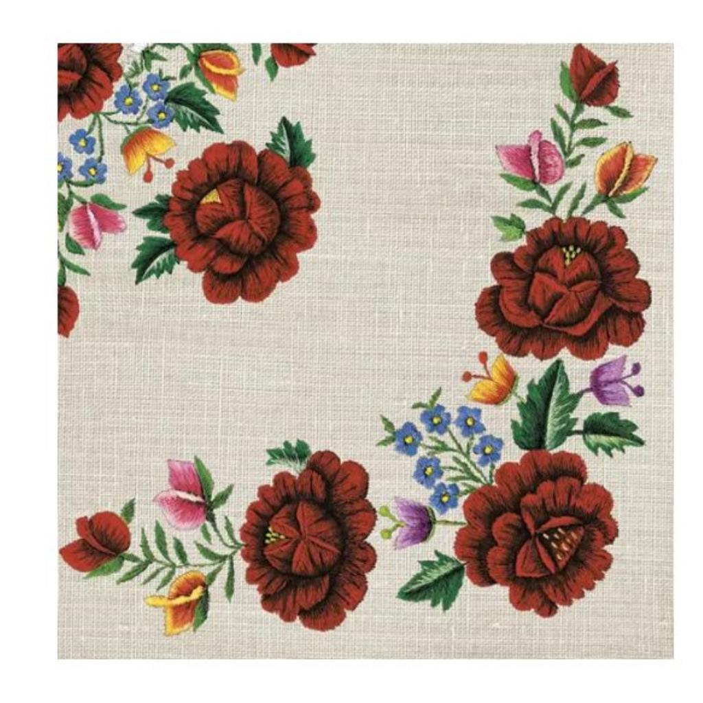 Guardanapo decoupage 33 x 33 "  Roses Mountain Embroidery " com 2 peças