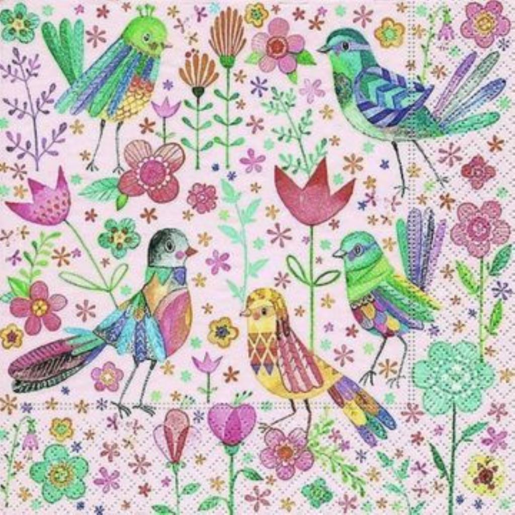 Guardanapo decoupage 33 x 33 " Magical Birds " com 2 peças