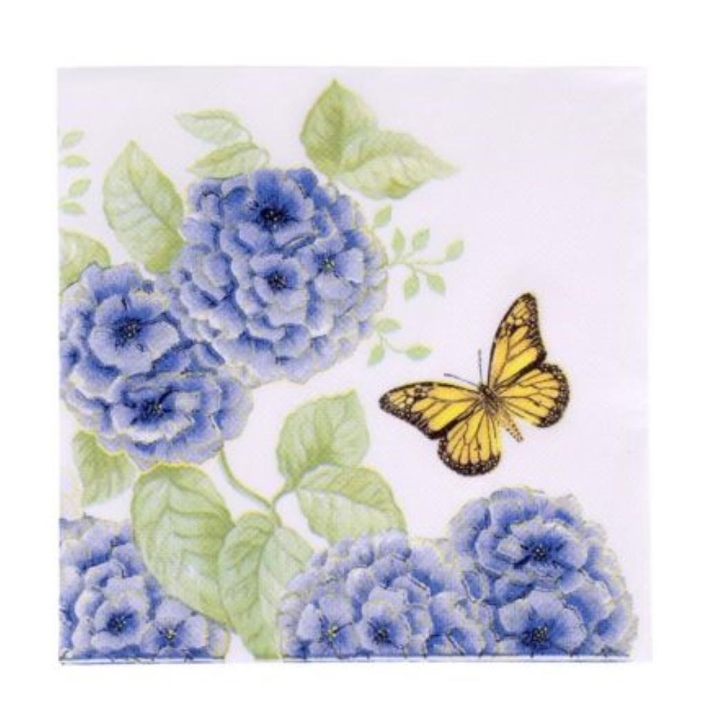 Guardanapo decoupage 33 x 33 Hortências  com 2 peças