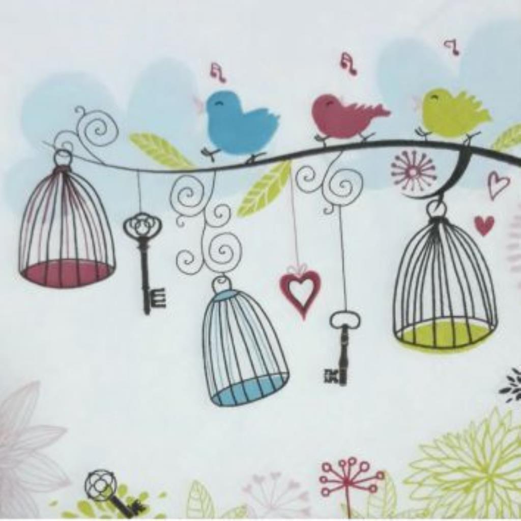 Guardanapo decoupage 33 x 33 " Passarinhos cantores " com 2 peças