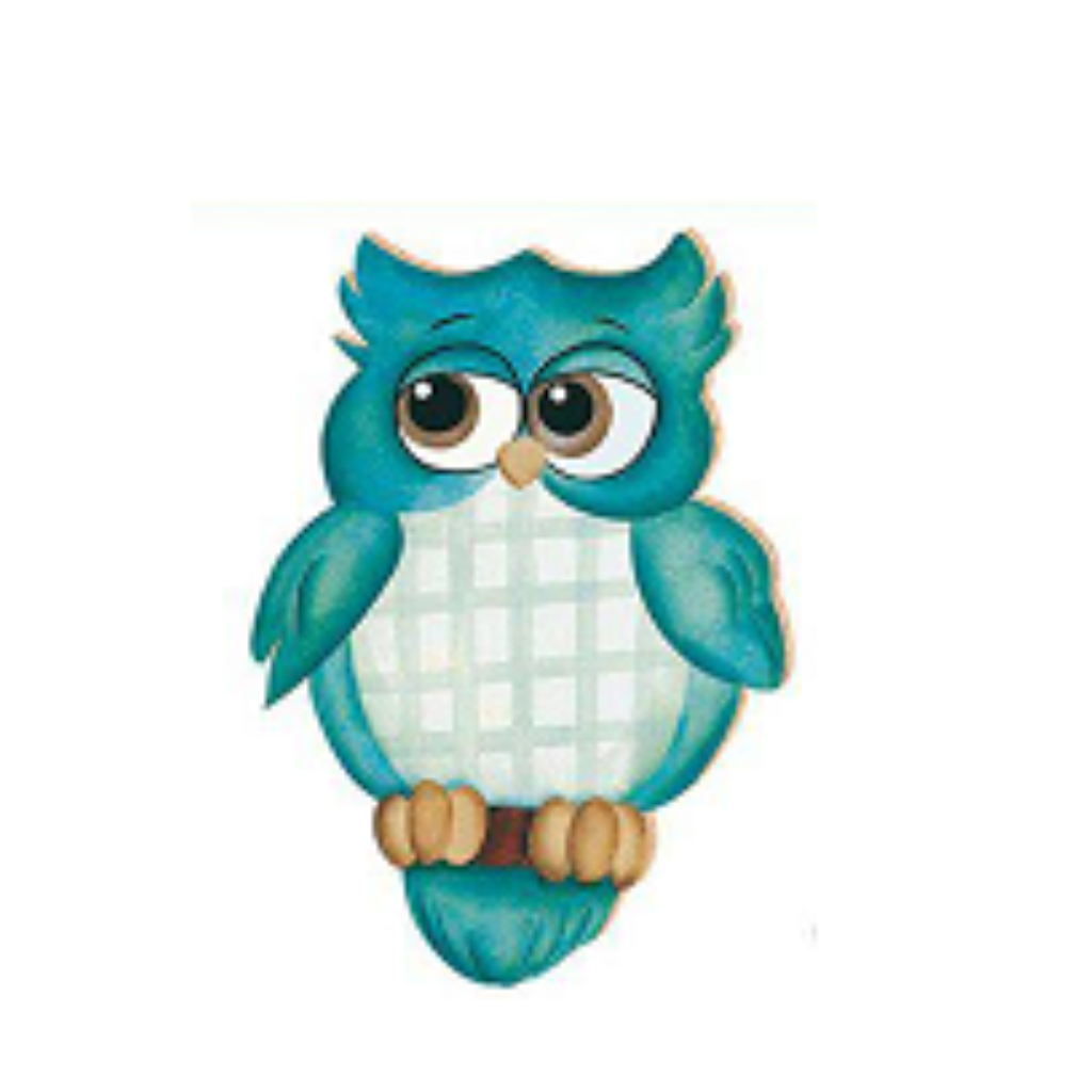 Aplique em Papel e MDF - Coruja Azul Tiffany