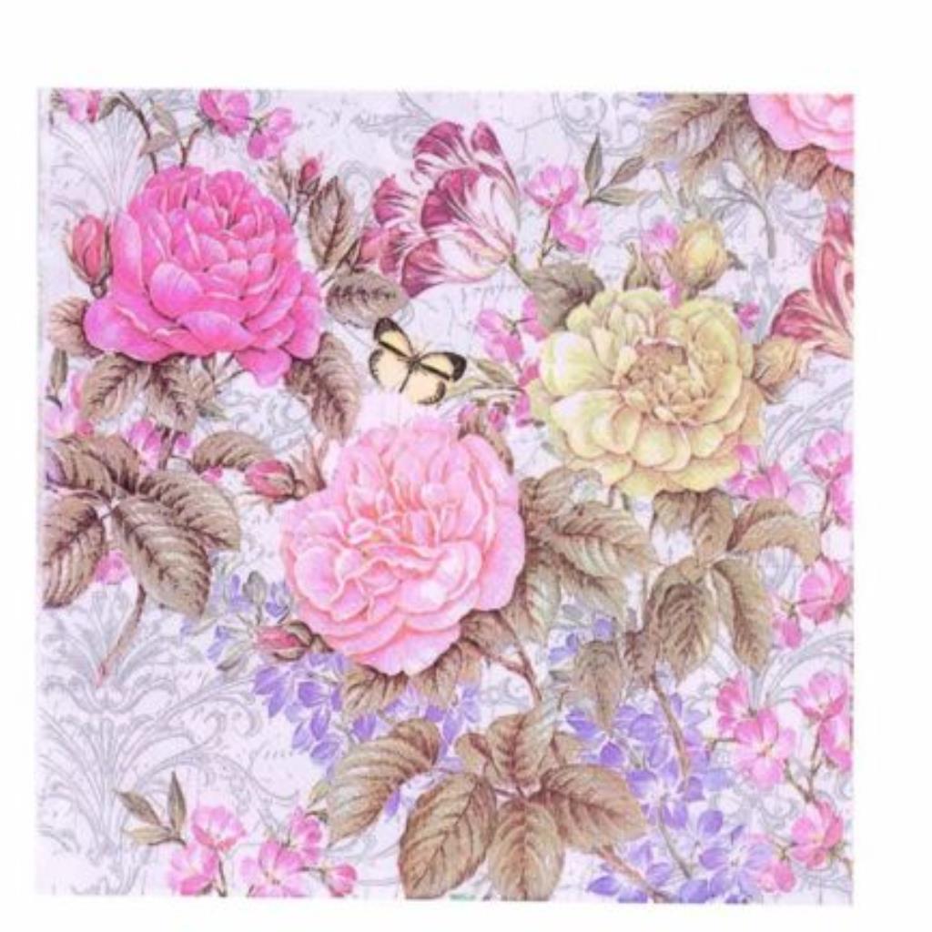 Guardanapo decoupage 33 x 33 Floral com 2 peças