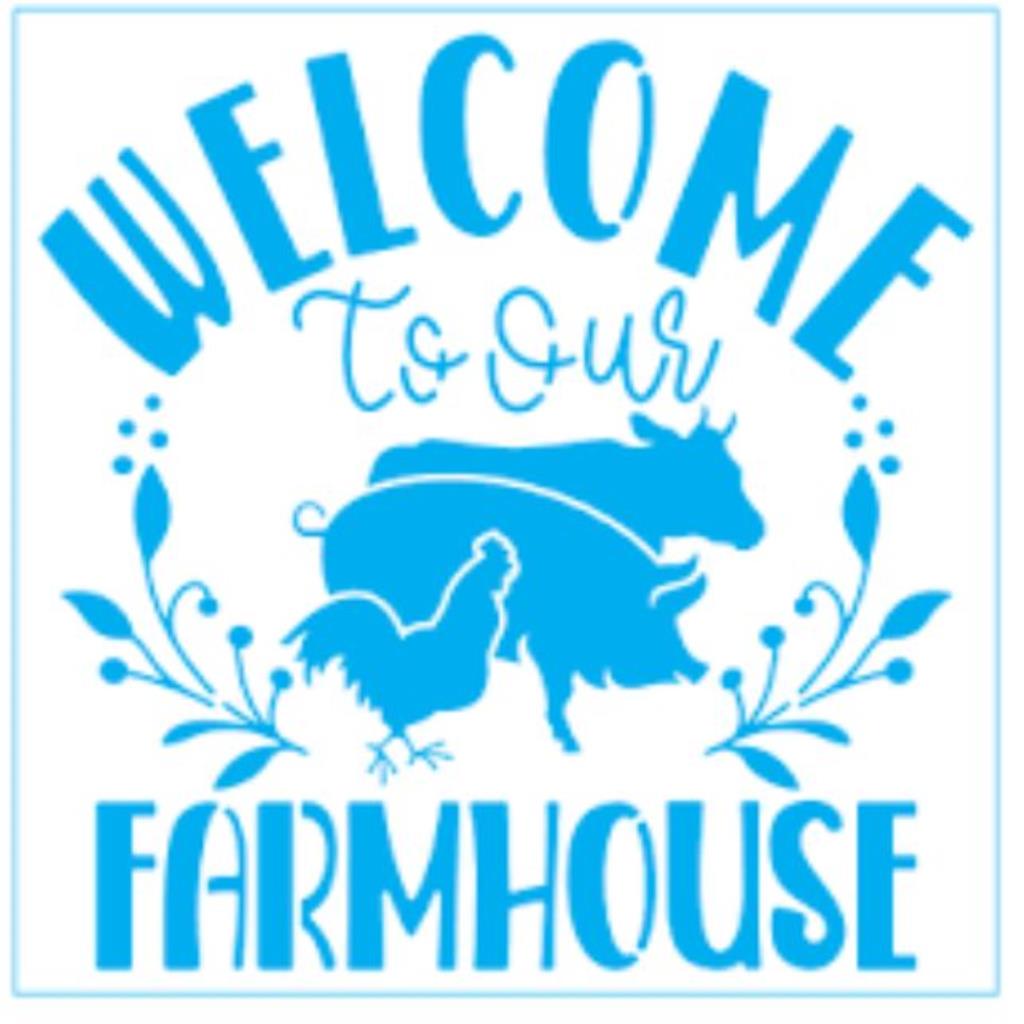 Stencil Art Quadrado - Weicome Farmhouse - 20x20