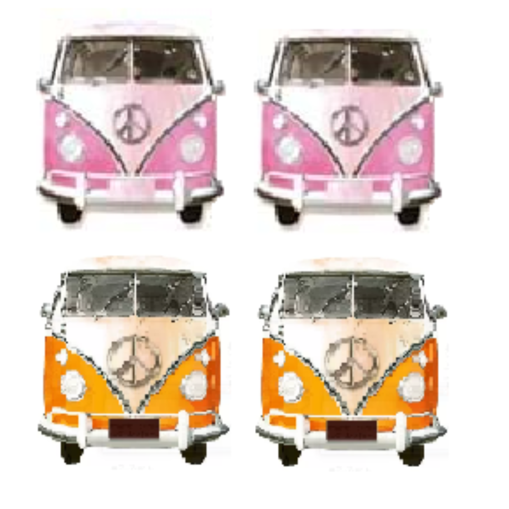 Aplique em Papel e MDF - Kombi rosa e laranja