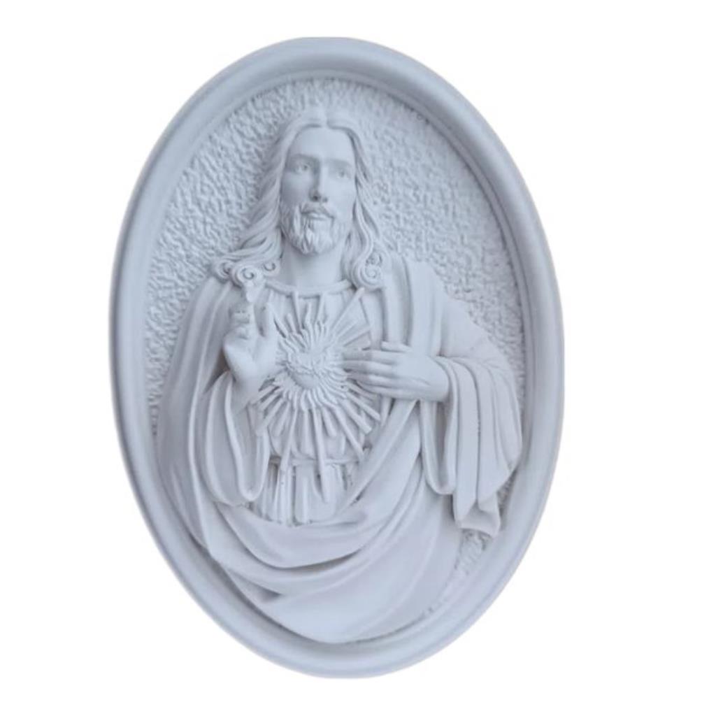 Aplique Sagrado Coração de Jesus na placa 11,5x8cm Resina