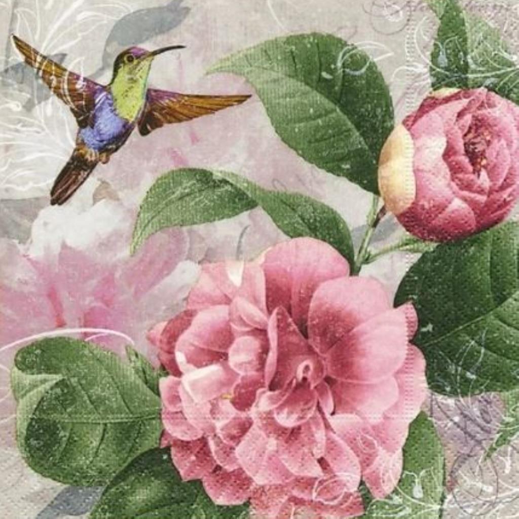Guardanapo decoupage 33 x 33 "Beija Flor" com 2 peças