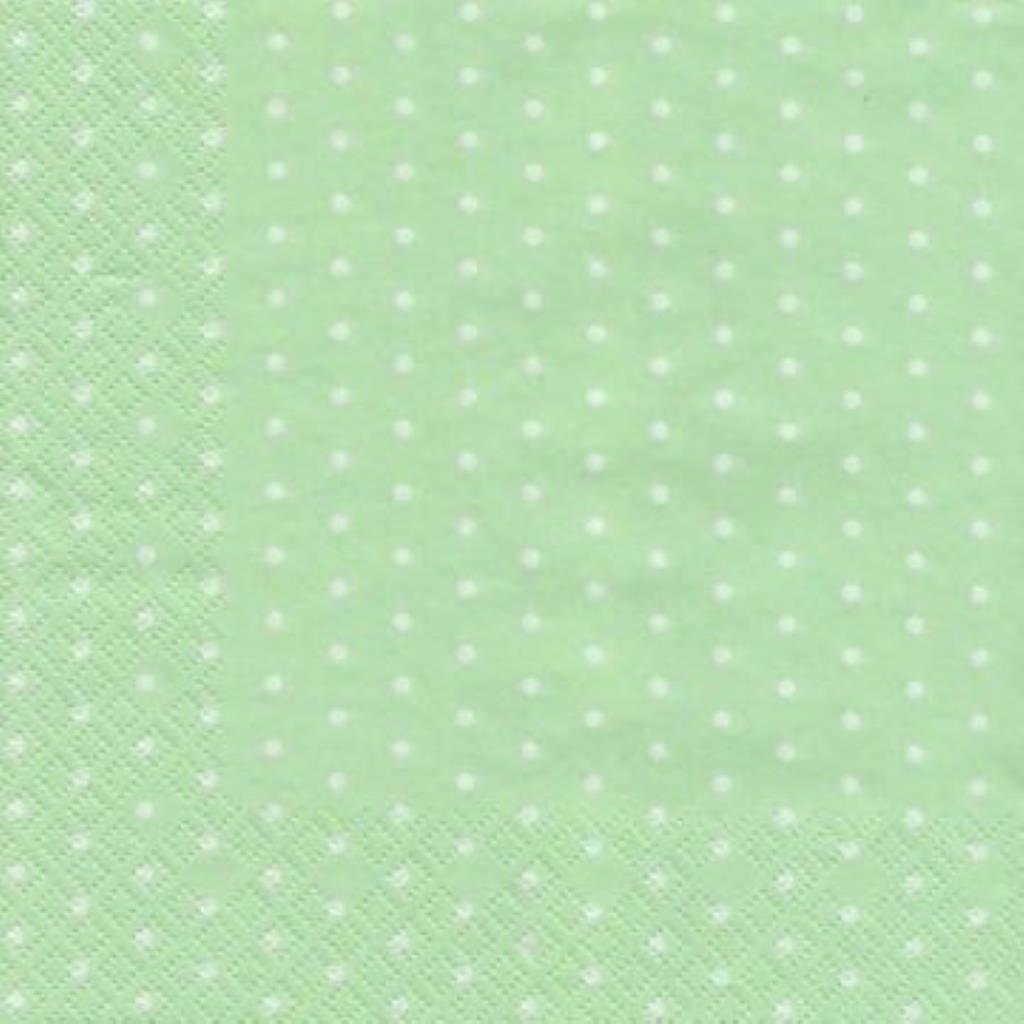 Guardanapo decoupage 33 x 33 " Poá branco fundo verde claro " com 2 peças