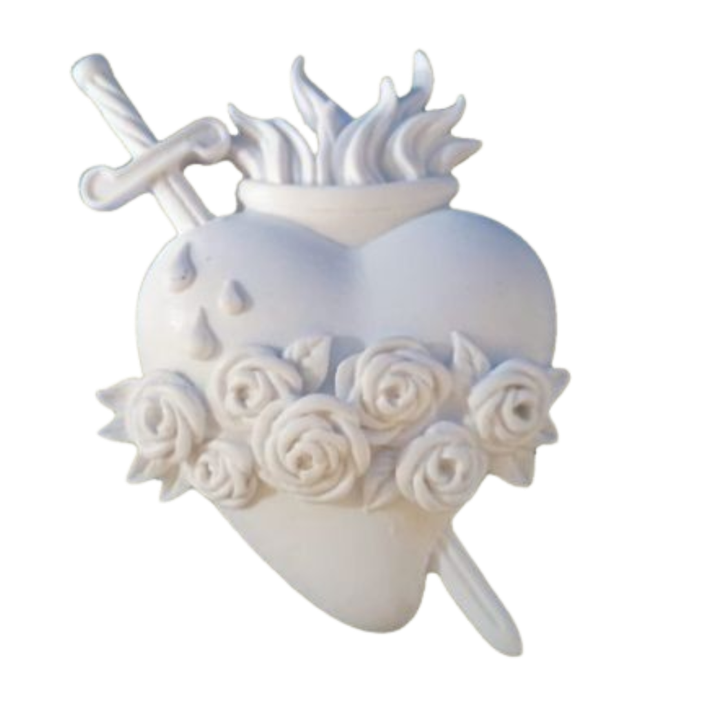 Aplique Sagrado Coração de Maria 10x6cm Resina