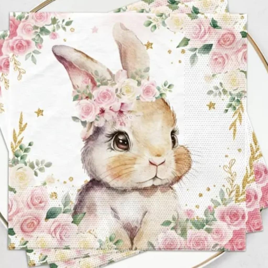 Guardanapo decoupage 33 x 33 Coelho com 2 peças