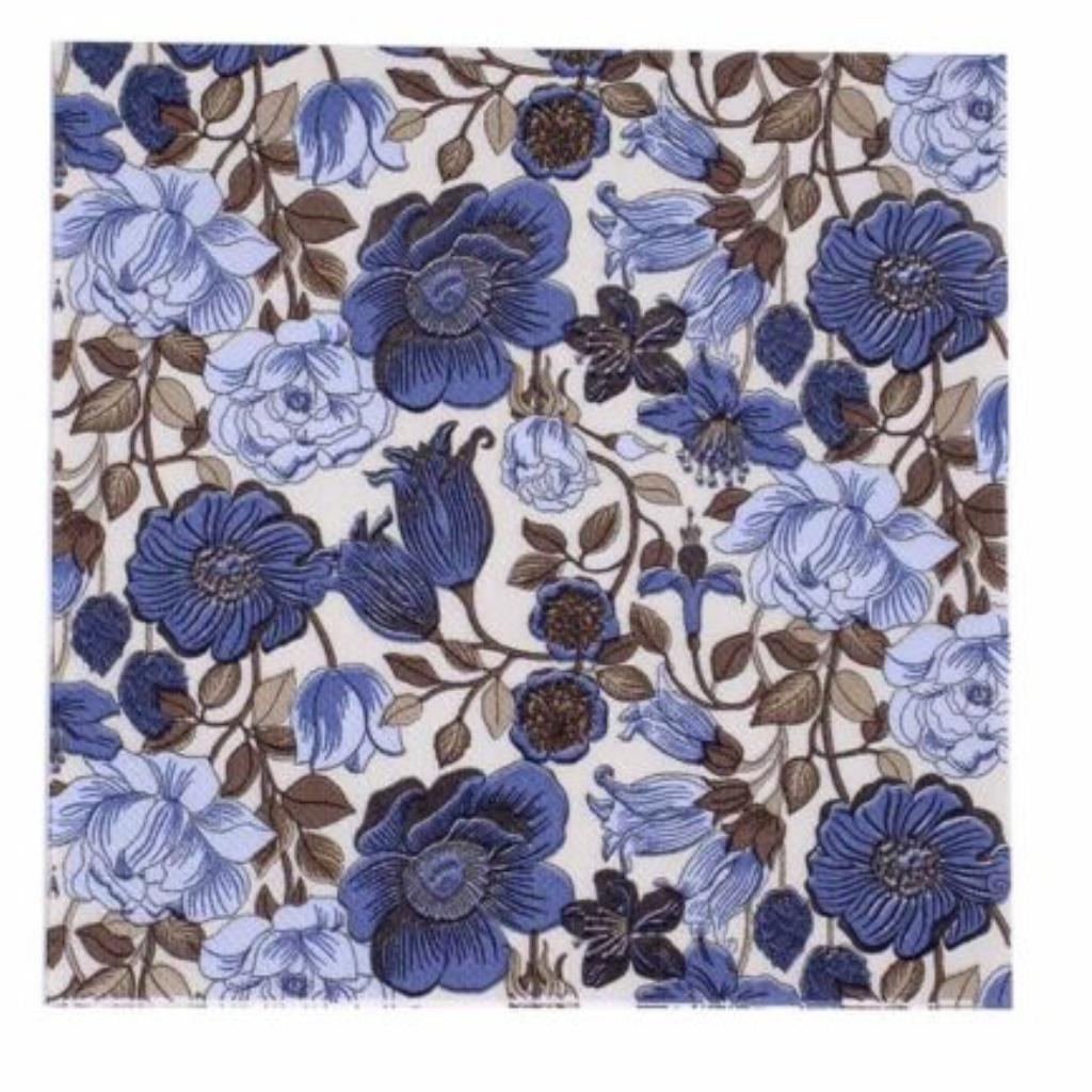 Guardanapo decoupage 33 x 33 Flores azuis com 2 peças