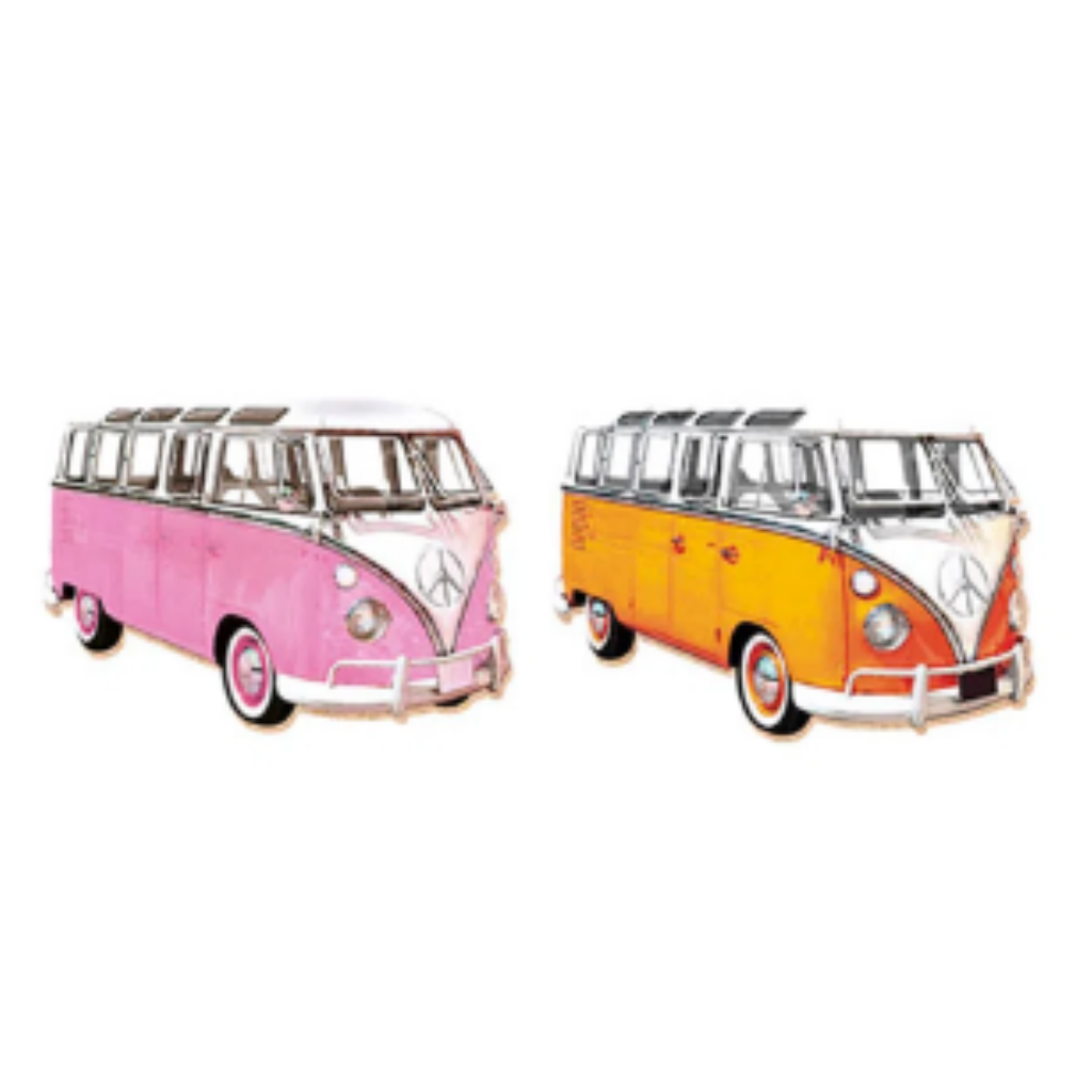 Aplique em Papel e MDF - Kombi Rosa e Laranja