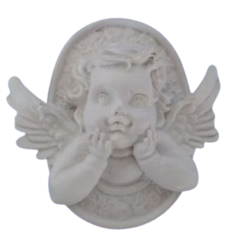 Aplique Anjo mão queixo médio 9x8,5 cm Resina