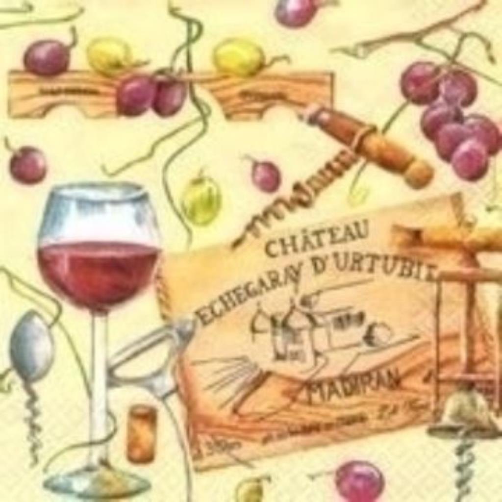 Guardanapo decoupage 33 x 33 " vinho " com 2 peças