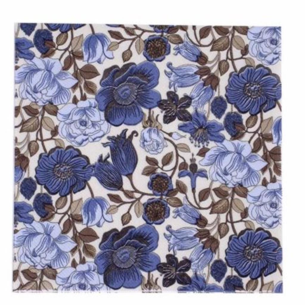 Guardanapo decoupage 33 x 33 Flores  azuis com 2 peças