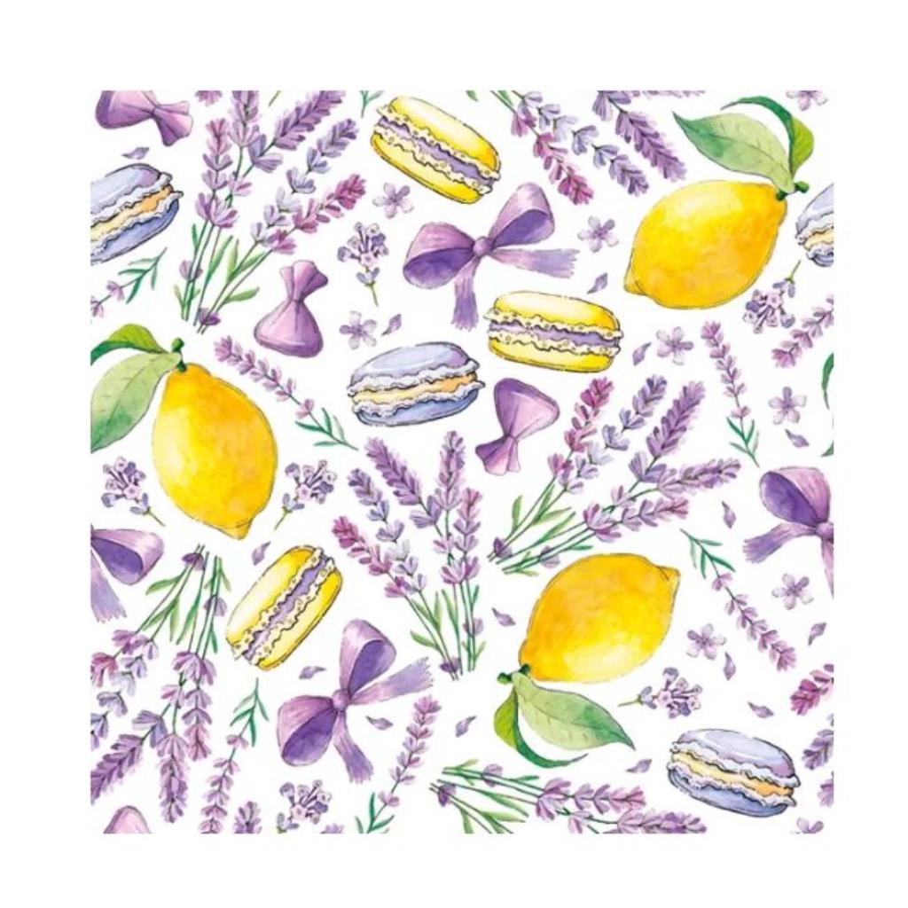 Guardanapo decoupage 33 x 33 Limes, Lavender and Macaroons " com 2 peças