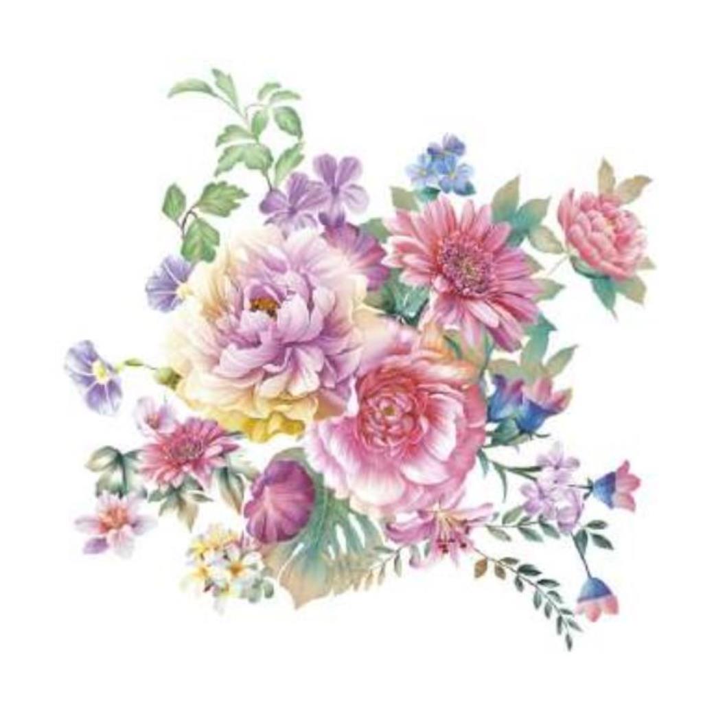 Guardanapo decoupage 33 x 33 " Watercolour Flowers Arrangement" com 2 peças