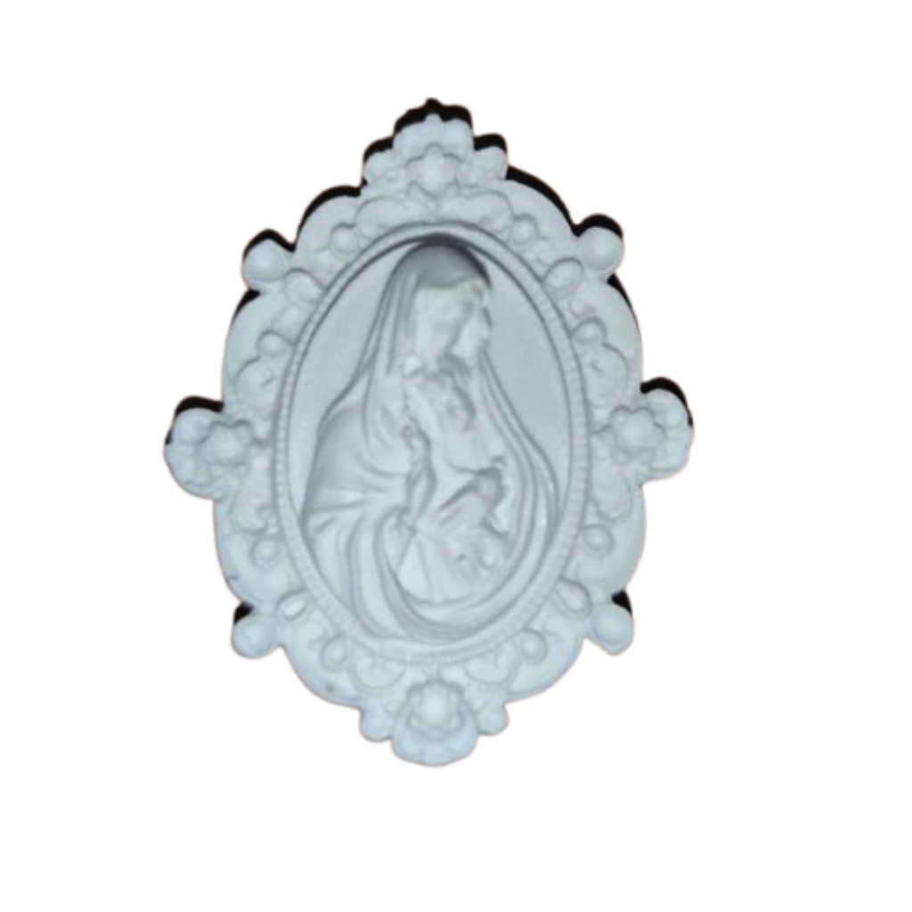 Aplique Camafeu Nossa Senhora Divina providência pacote com 2 unidades  5,5x4,5cm Resina