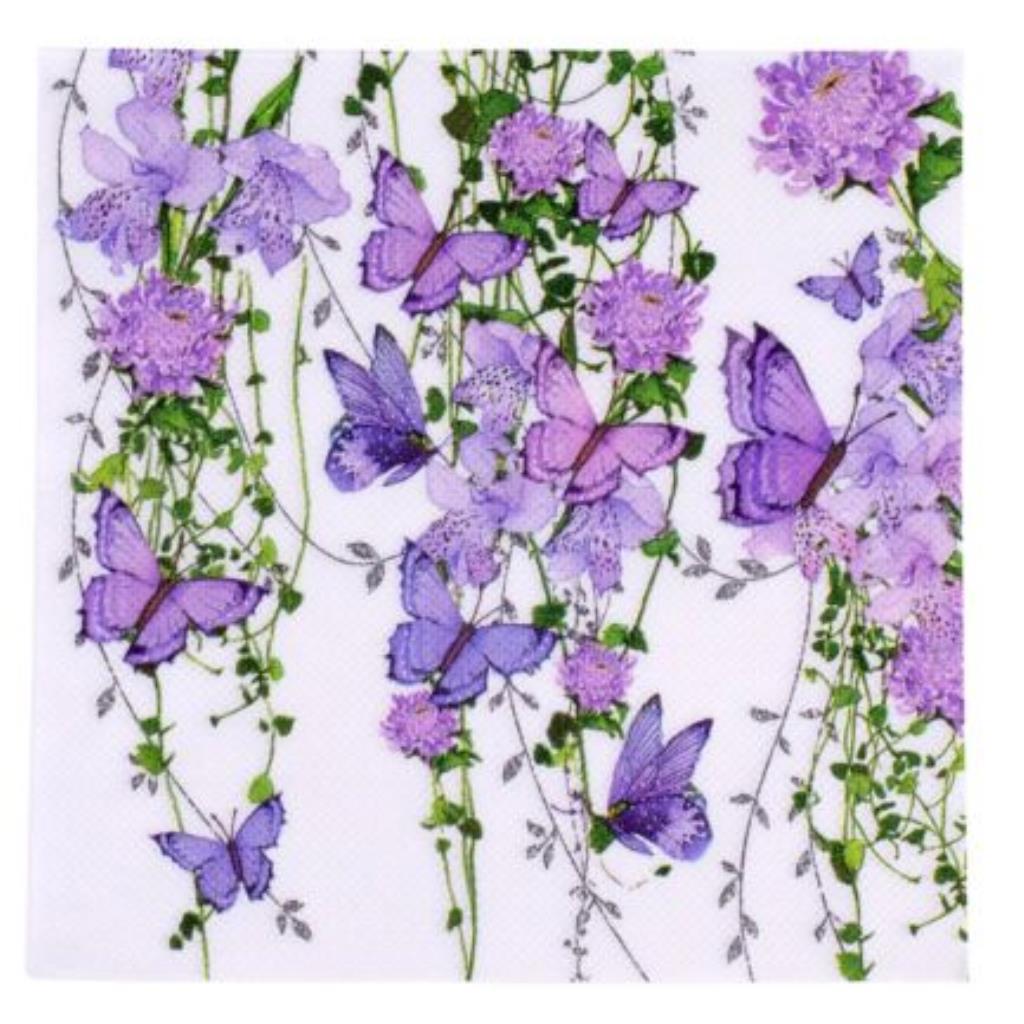 Guardanapo decoupage 33 x 33 Floral Borboletas  com 2 peças