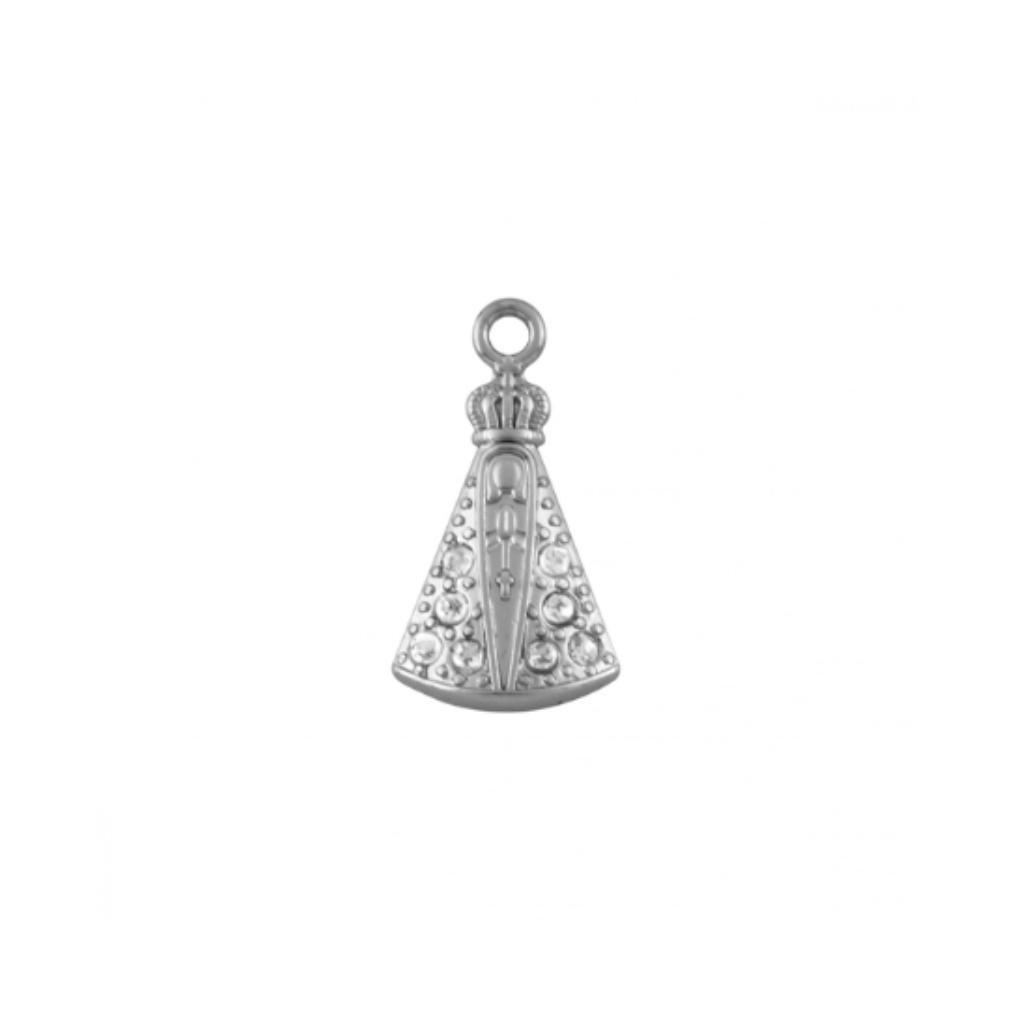 Pingente Nossa Senhora Níquel Com Strass 22mm