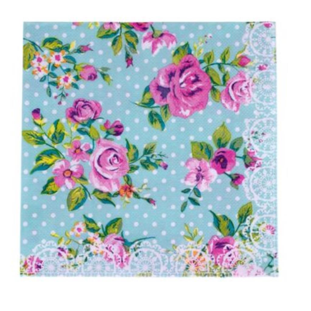 Guardanapo decoupage 33 x 33 Floral poá  com 2 peças