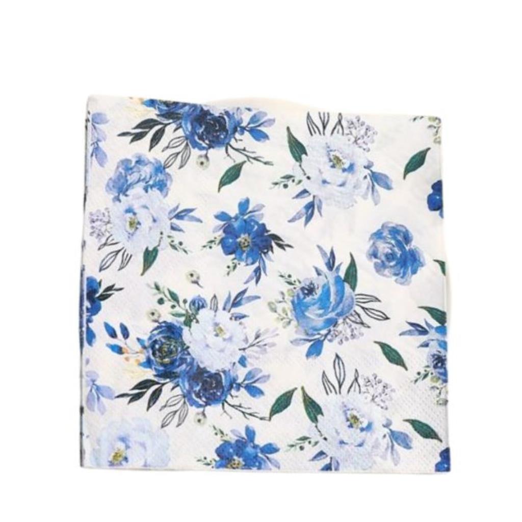 Guardanapo decoupage 33 x 33 Papel Floral Azul Marinho com 2 peças