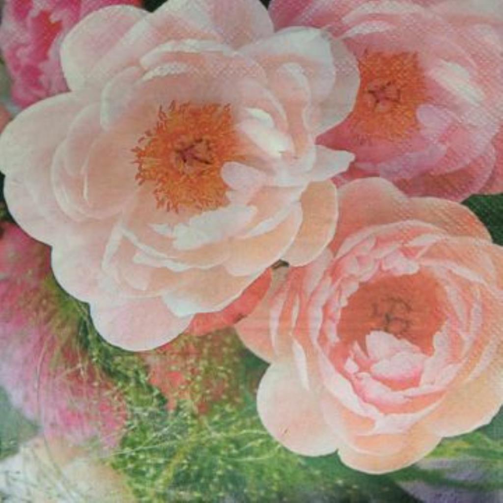 Guardanapo decoupage 33 x 33 " flores rosas " com 2 peças