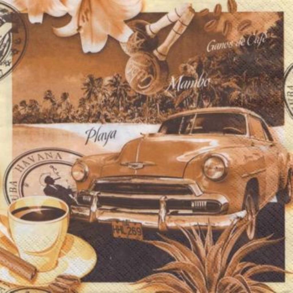Guardanapo decoupage 33 x 33 " Carro antigo " com 2 peças