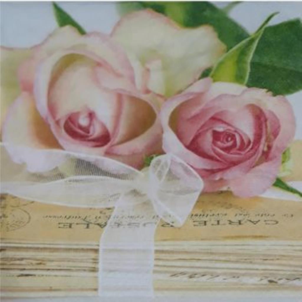 Guardanapo decoupage 33 x 33 " Botões de Rosas " com 2 peças