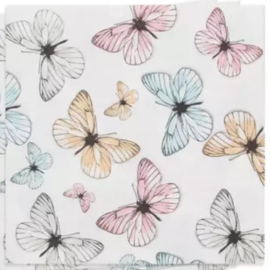 Guardanapo decoupage 33 x 33 Borboletas  com 2 peças