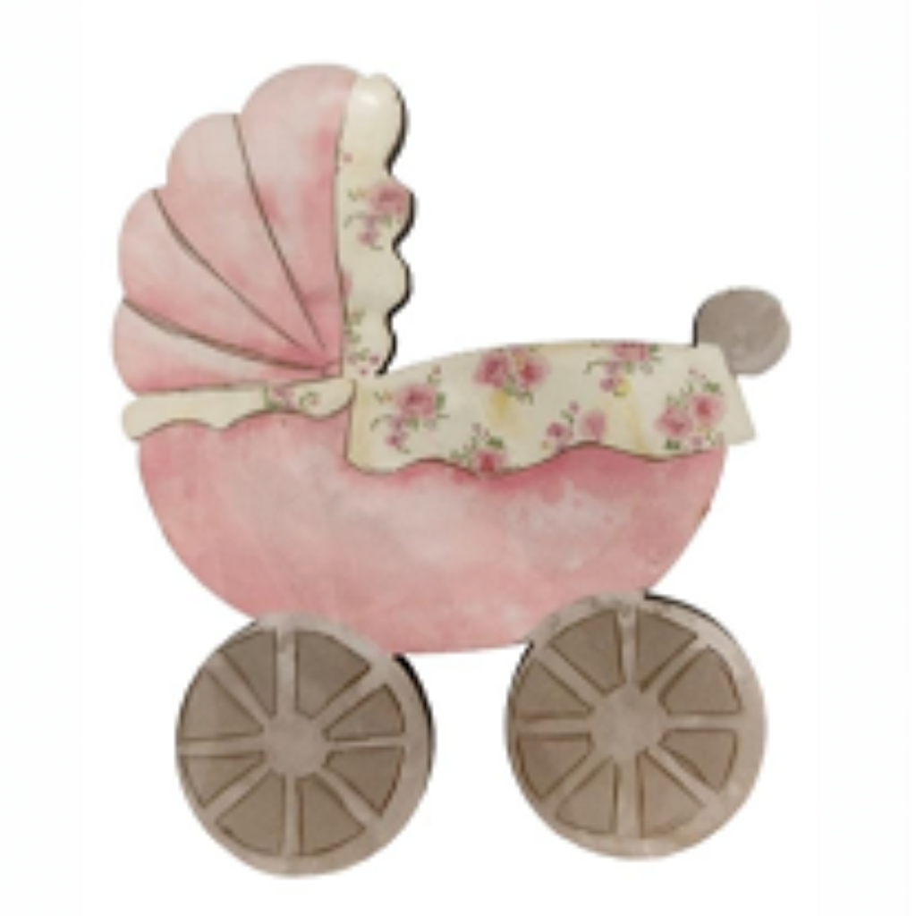 Aplique em Papel e MDF - Carrinho Vintage Feminino