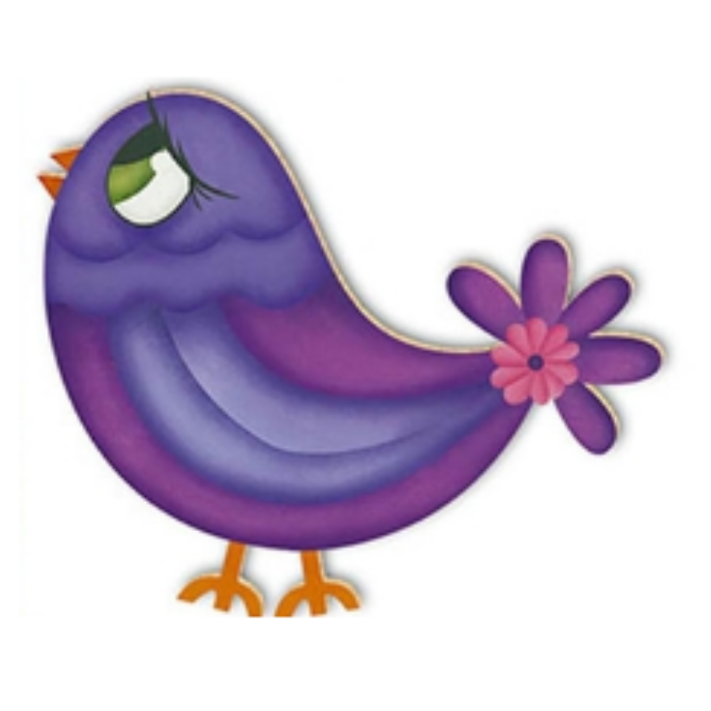 Aplique em Papel e MDF - Pássaro Roxo