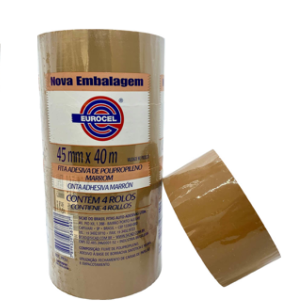 FITA PLASTICA ADESIVA  45mmX40M MARCA COMUM MARROM