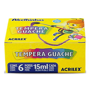 TINTA GUACHE CAIXA C/ 6 CORES 15ML ACRILEX