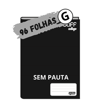 CADERNO COSTURADO UNIVERSITARIO  SEM PAUTA 96FL PRETO