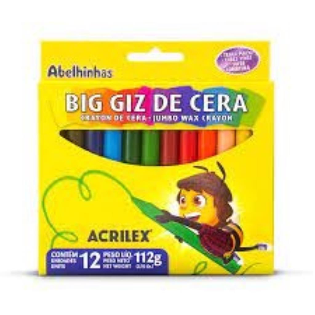 GIZÃO DE CERA TRIANGULAR 12 CORES ACRILEX