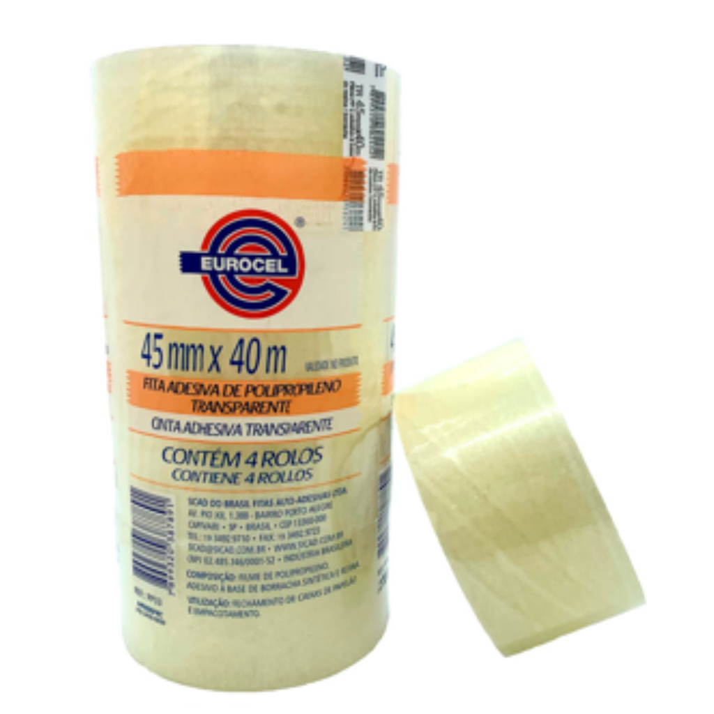 FITA PLASTICA ADESIVA 45mmX40MT MARCA COMUM TRANSPARENTE